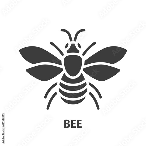 Bee glyph icon. Symbol of beekeeping. Vector illustration.
