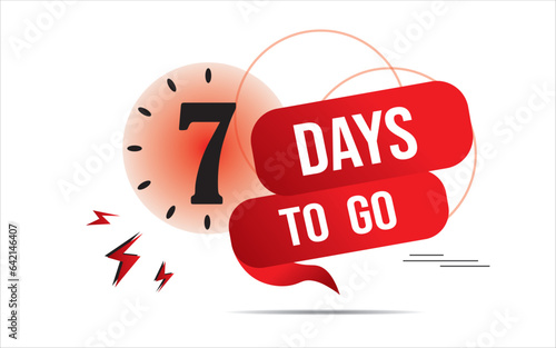 Countdown of days 7. The days left badges. A countdown is going on, seven day I left a badge and a label to calculate the date of work. Offer timer, sticker limited to a few days.