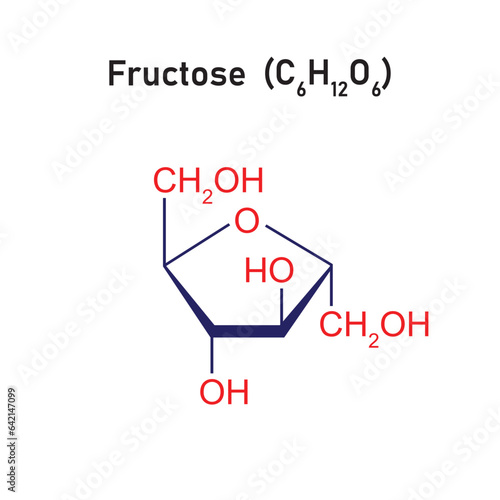 Fructose Sugar Molecule Concept Design. Vector Illustration.