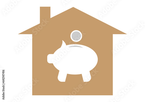 Icono de ahorro vivienda. Ahorro para comprar una vivienda. Icono de economía doméstica. Educación financiera