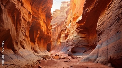 Breath taking Martian Landscape Featuring Deep Canyon Cutting Through Red Terrain 