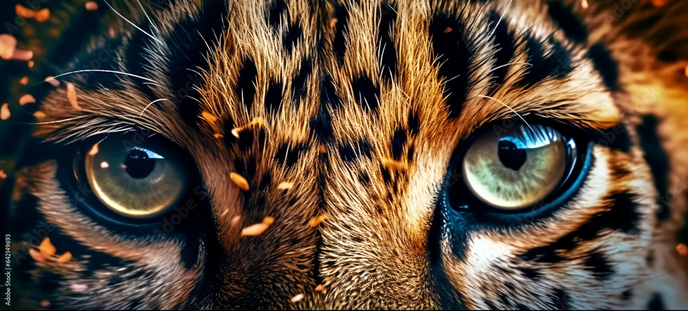 close up of leopard eye stare. generative ai