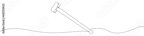 Hammer line continuous drawing vector. One line Sledgehammer vector background. Long hammer icon. Continuous outline of a Hammer tool.