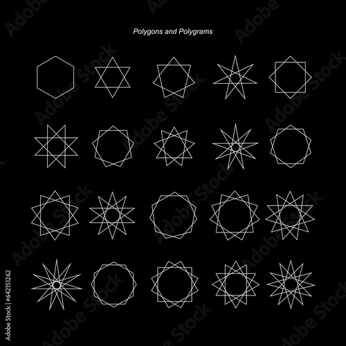 Polygons and polygrams sacred geometry vector photo