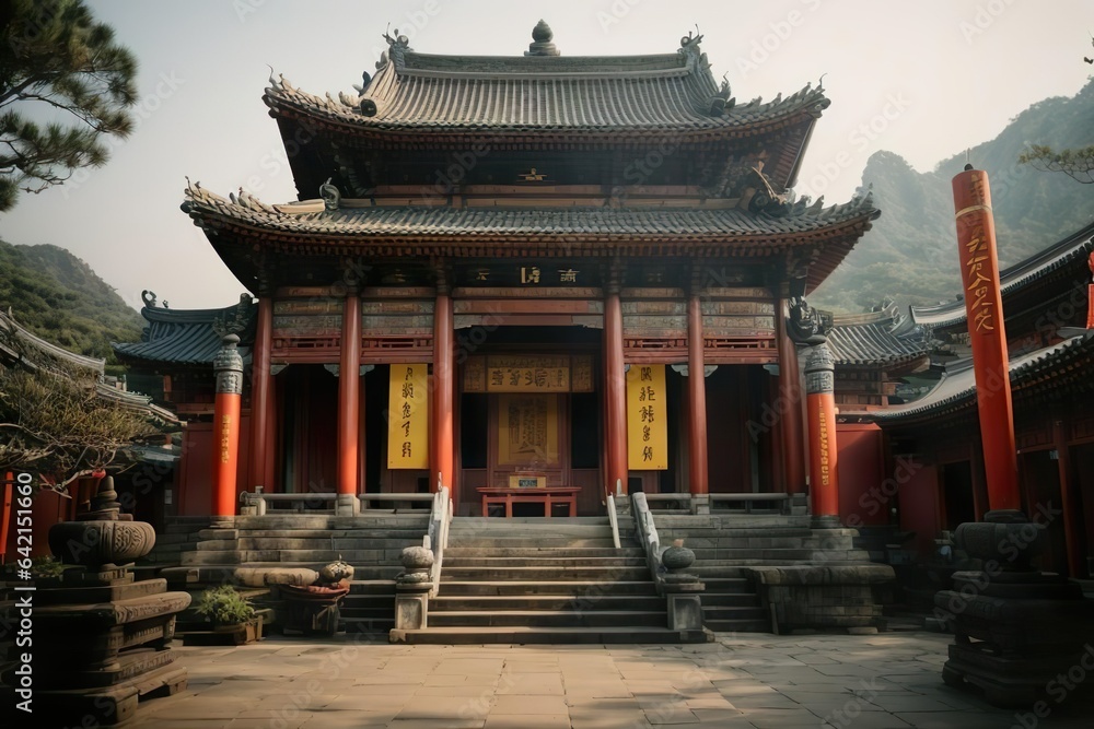 chinese temple architecture - obrazy, fototapety, plakaty 