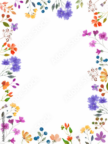 Watercolor floral  card. Hand drawn illustration isolated on white background. Vector EPS.