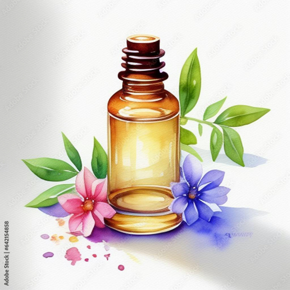 watercolor bottle, generative ai, essential oil bottle watercolor bottle, generative ai, essential oil bottle
