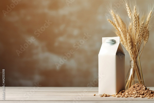 Oat milk bottle container healthy drink plants based vegan healthy milk concept photo