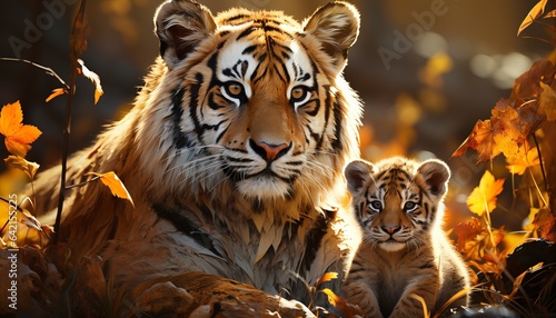 a tiger and its cub
