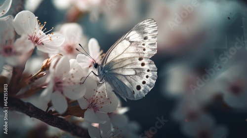 Illustration of a butterfly perched on a beautiful flower