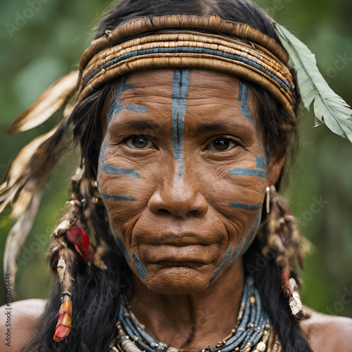 Portrait of an Amazon tribe woman