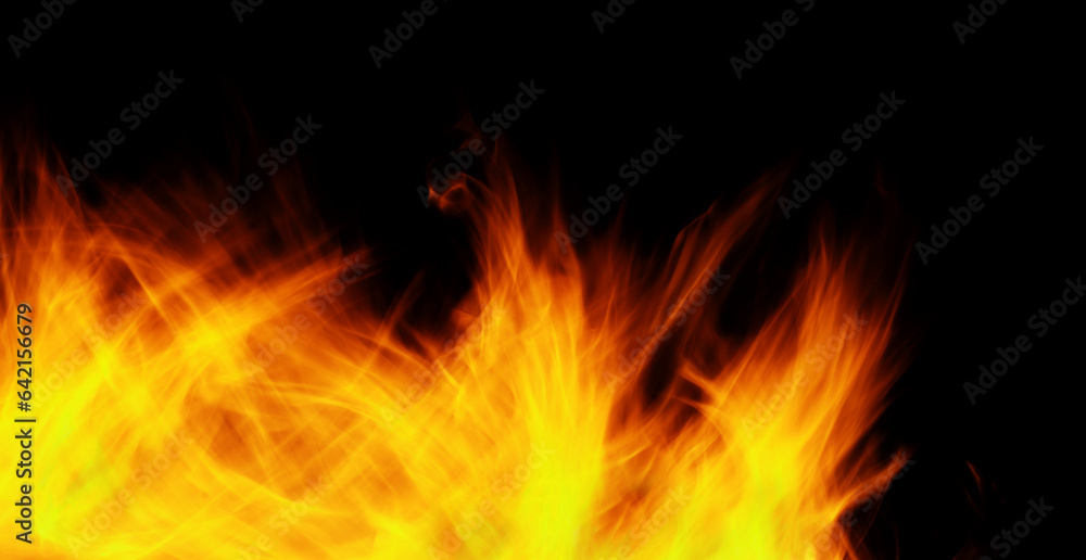 Red and orange fire flames on black background Red and orange fire flames on black background