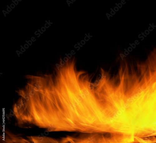 Red and orange fire flames on black background