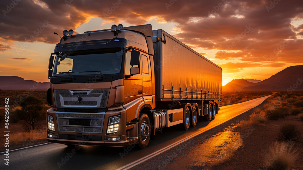 Delivering on a Rural Country Highway with a Semi Trailer Truck.