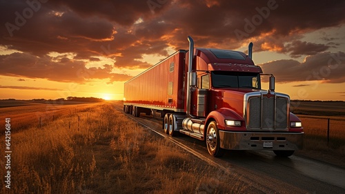 Delivering on a Rural Country Highway with a Semi Trailer Truck.