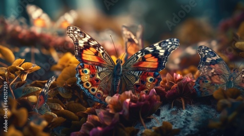Illustration of a butterfly perched on a beautiful flower