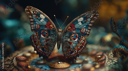 Illustration of a butterfly perched on a beautiful flower