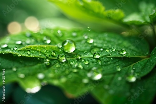 water drops on green leaf