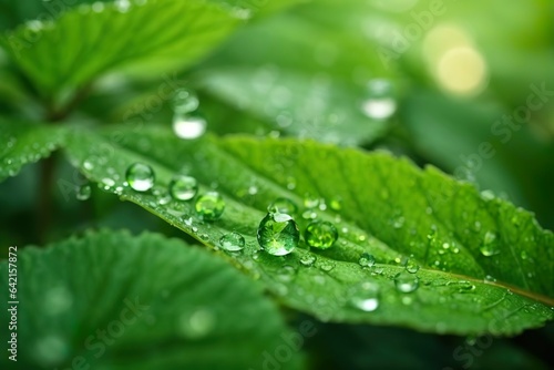 water drops on green leaf © Artworld AI