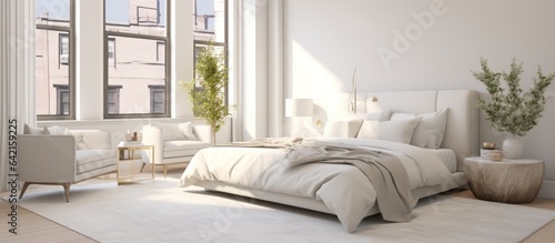 home interior design creative ideas concept contermporary bedroom earthtone colour scheme decorative with natural material cosy and minimal clean clear element house beautiful background,ai generate © VERTEX SPACE