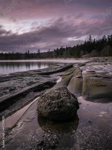 a beautiful winter sunset on Hornby Island  photo