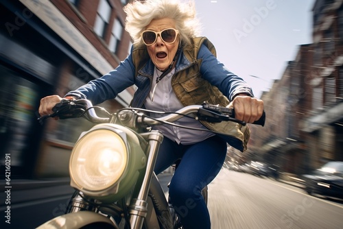Aktive Großmutter: Oma kommt auf dem Fahrrad angefahren © Jibber 