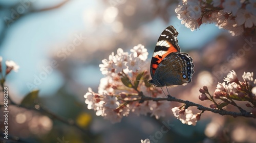 Illustration of a butterfly perched on a beautiful flower