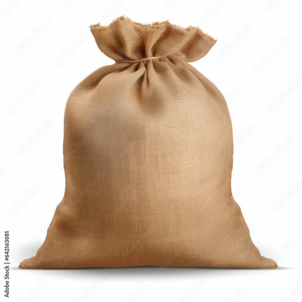 Burlap Sack on White. Generative ai Burlap Sack on White. Generative ai