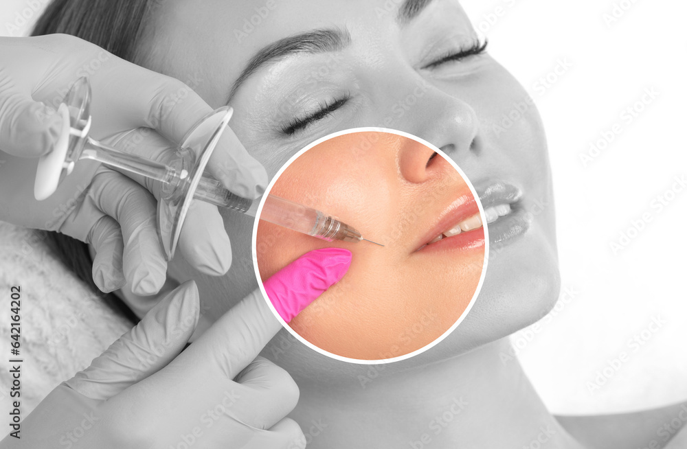 Φωτογραφία Cosmetologist makes rejuvenating anti wrinkle injections on the face of a beautiful blonde woman