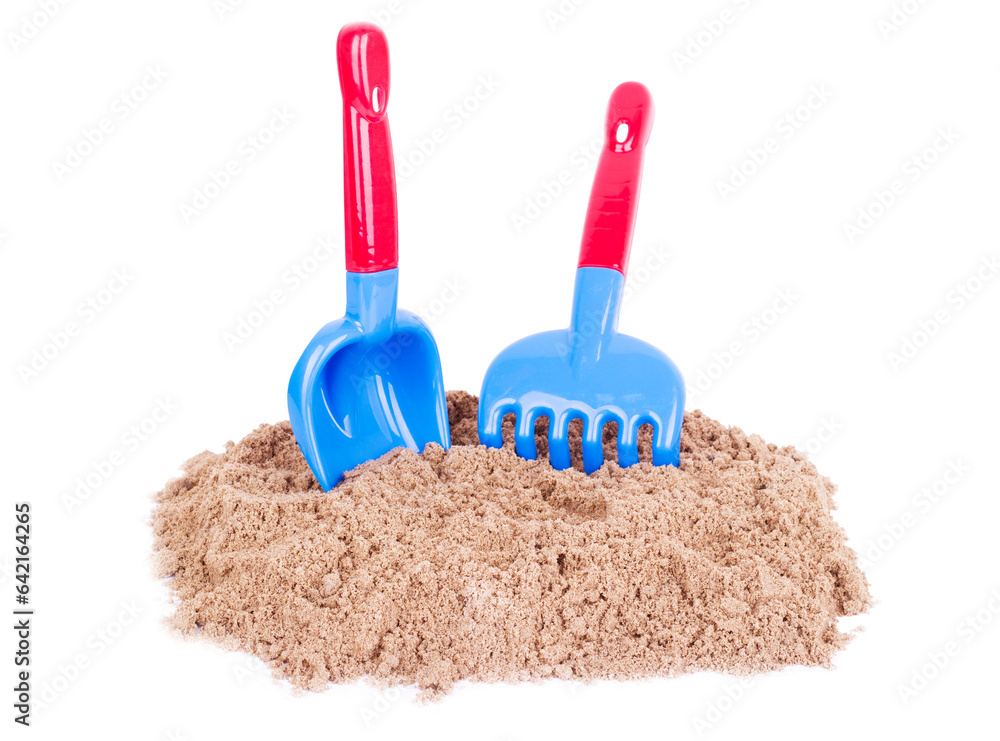 Sandcastle and beach shovels on white Sandcastle and beach shovels on white