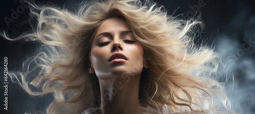 Woman with beautiful hair, generative AI