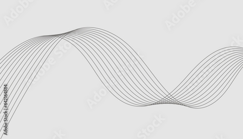 Abstract wave element for design. Digital frequency track equalizer. Stylized line art background. Vector illustration. Wave with lines created using blend tool. Curved wavy line, smooth stripe.