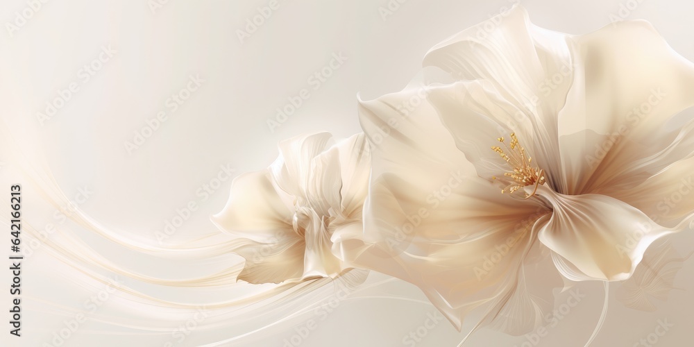 Beautiful abstract beige and white transparent floral design background. beautiful Generative AI AIG32