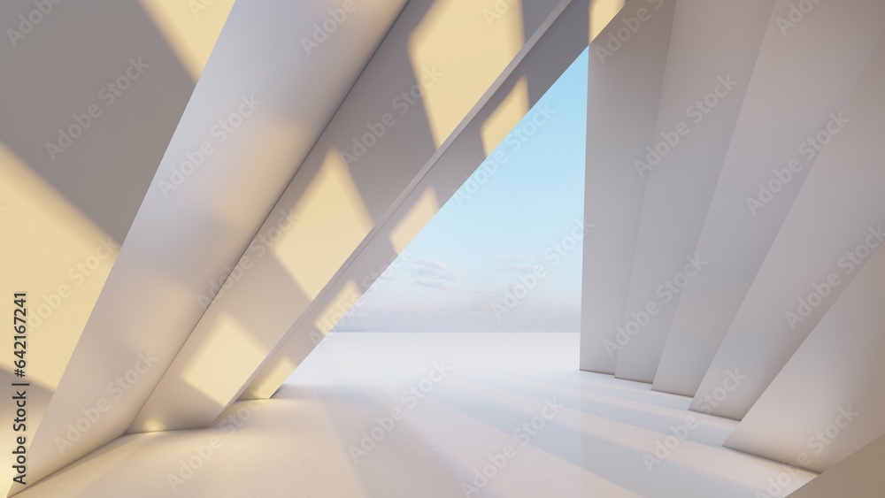 Architecture background geometric arched interior 3d render Architecture background geometric arched interior 3d render