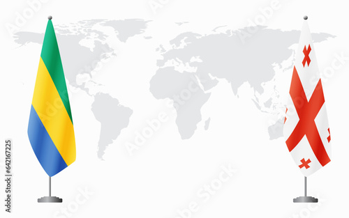Gabon and Georgia flags for official meeting