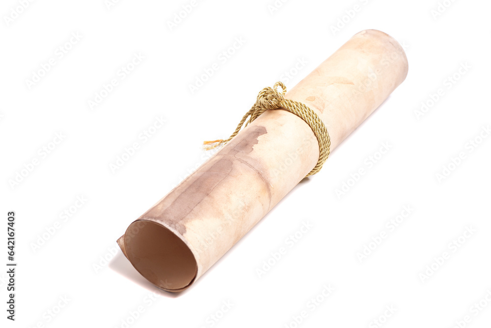 scroll of antique paper tied with a golden rope