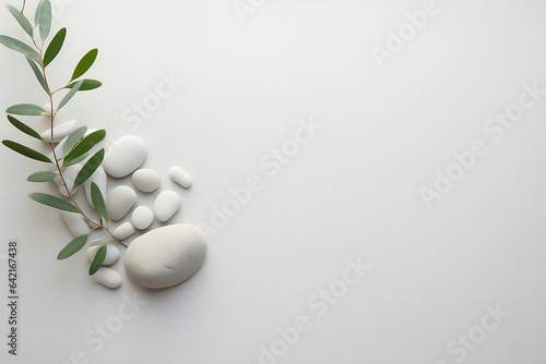 Tranquil Wellness: Rosemary and Pebbles on Minimalist Neutral Background (Nature Series) 