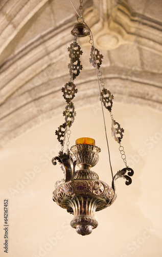 Ancient chandelier on the ceiling