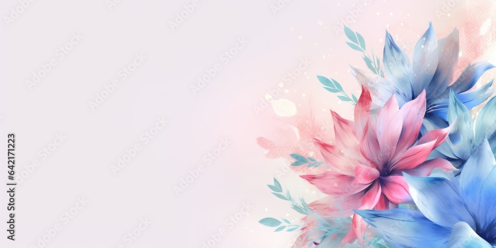 Beautiful abstract pink blue pastel watercolor floral design background. beautiful Generative AI AIG32