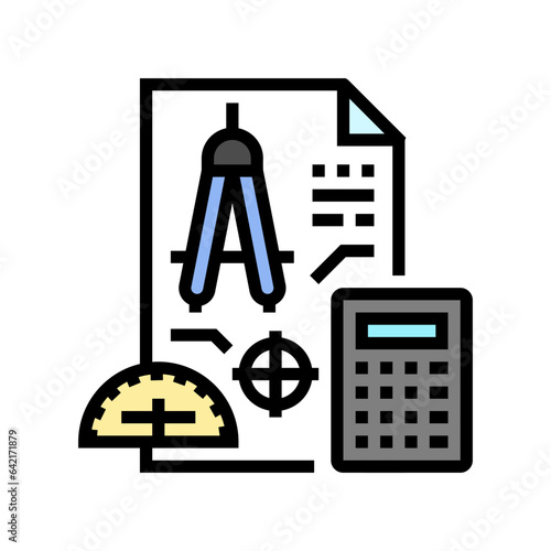 precision drafting architectural drafter color icon vector. precision drafting architectural drafter sign. isolated symbol illustration