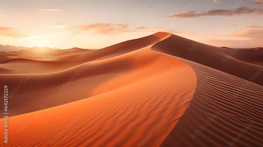 A breathtaking sunset over the majestic sand dunes