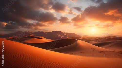 A beautiful sunset over sand dunes