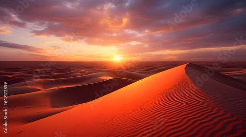 A breathtaking desert sunset with majestic sand dunes