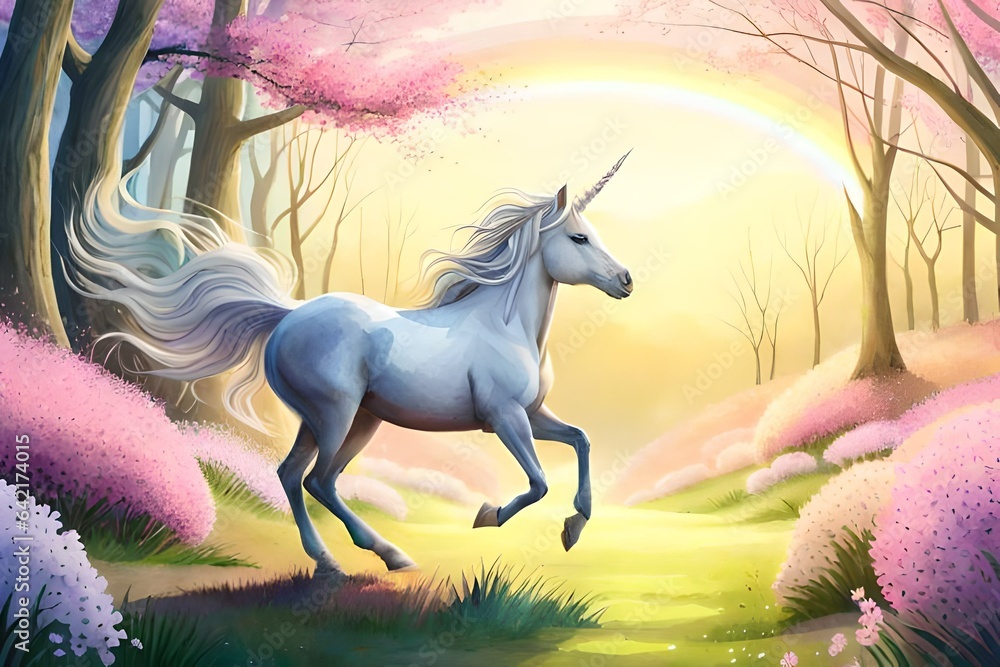 horse in the forest illustration 