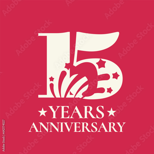 15 years anniversary vector icon, logo. Design element with graphic number