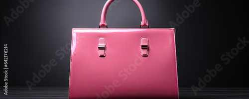 Beautiful pink  hadbag or friefcase. copy space for text. photo