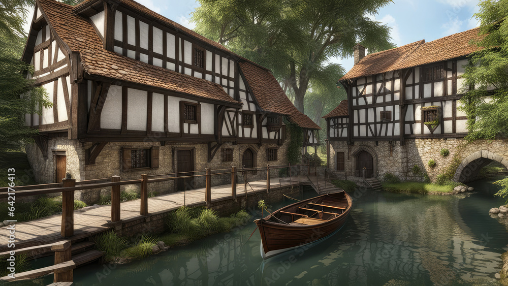 Architectural medieval old building environment photorealistic