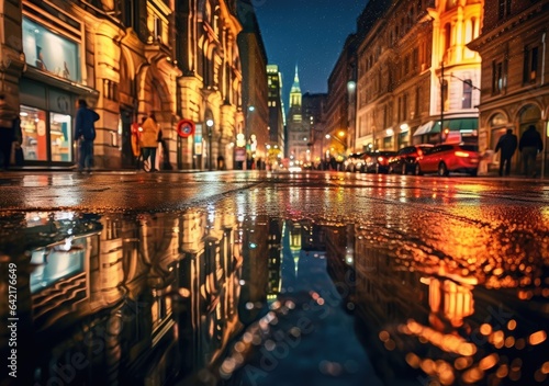 "Rainy Pavements and City Lights: A Visual Poetry". Digital poster. Generative AI. © Metodi