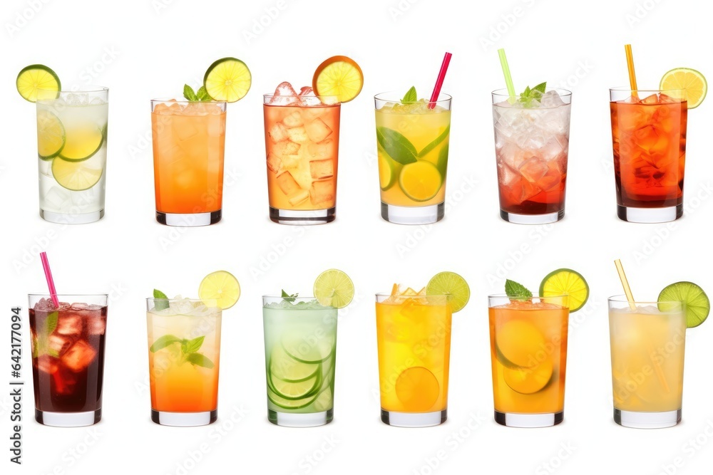 Cocktails assortment on white background Cocktails assortment on white background