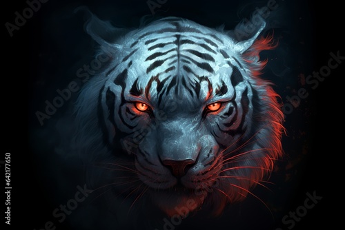 a white tiger with red eyes  © Pekr